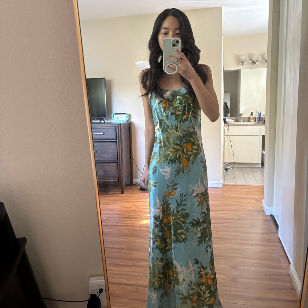 Reformation Airbella Silk Dress in Villa Luvia